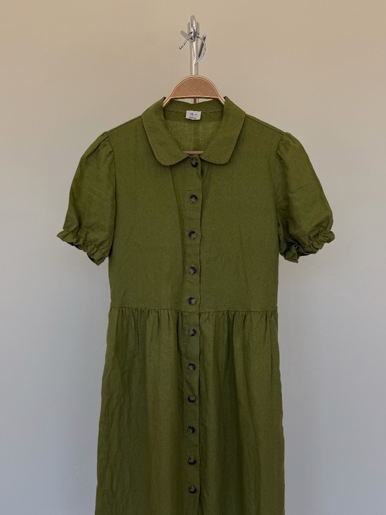 Wilfred Dresses & Skirts - Wilfred Aritzia Olive Green Linen Blend Button Front Midi Dress XS-S